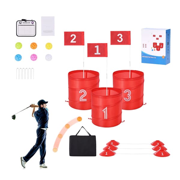 Chipping-set för trädgårdsgolf, 3 hål, bärbar