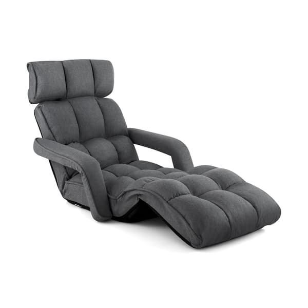 Justerbar foldbar sovesofa, mørkegrå, 6 positioner