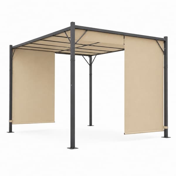Puutarhapergola 3x4M teräsrunko beigellä katoksella