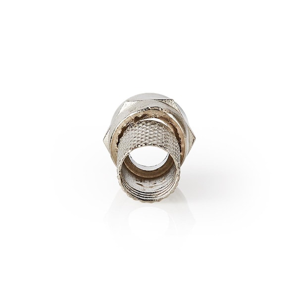 F-liitin | Suora | Uros | Niklattu | 75 Ohm | Kierrettävä | Kaapelin läpitulomitta: 7.5 mm | Sinkkiseos | Hopea | 25 kpl | Muovipussi