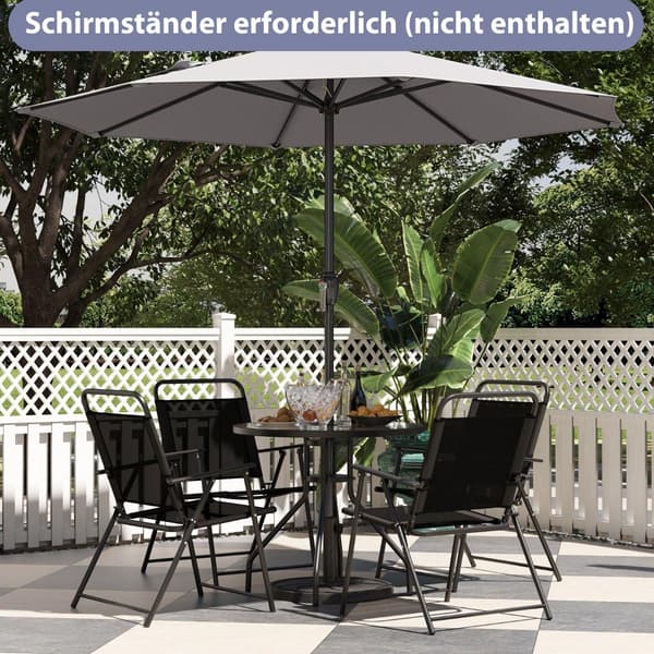 Terrasseparasol 250 cm med håndsving, 8 ribber, grå
