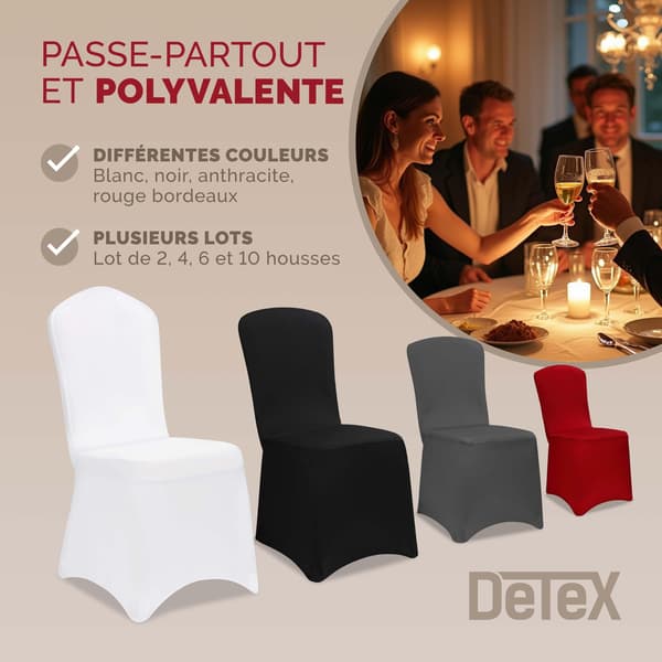 Stolebetræk sæt med 6 Bordeaux OEKO-TEX