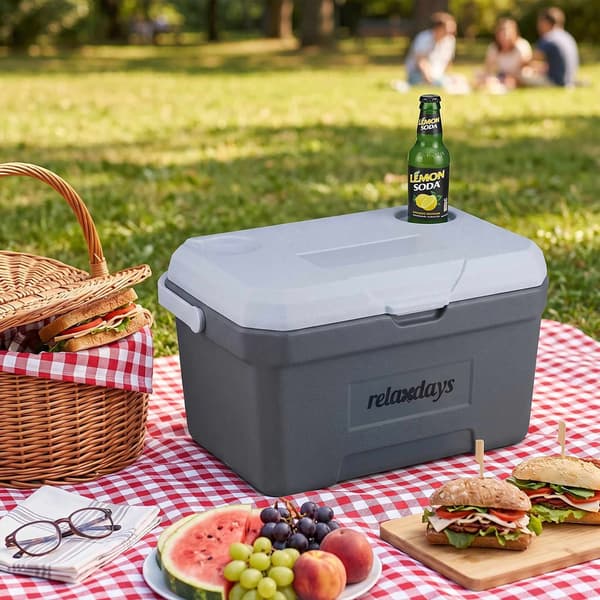 15L isolerad kylbox med kylpåse – vit/grå