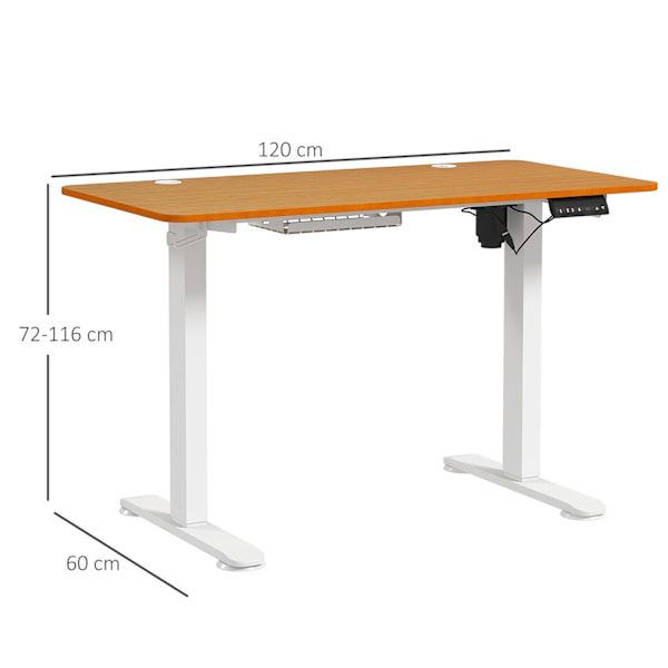 Baaripöydän korkeussäädettävä, sähköinen, 120x60x72-116cm, törmäyssuojalla, kaapelirasia, ripustuskoukku, lastulevy, luonnonpuu