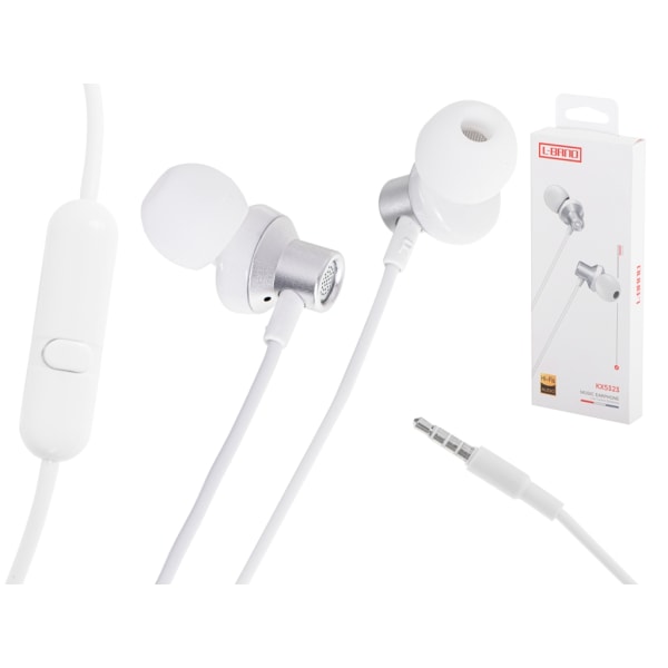 L-BRNO 3,5 mm langalliset kuulokkeet valkoiset