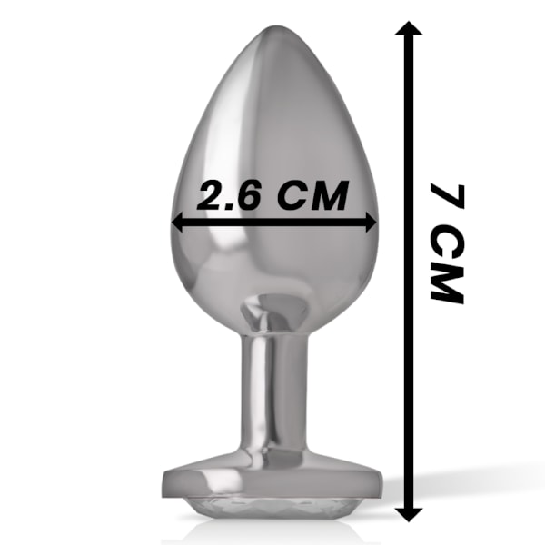 Intense - Aluminium metal analprop med sølv krystal størrelse S