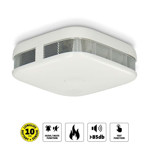 Rökdetektor, 10 års batteri, 2-pack, vit