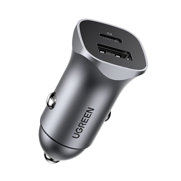 USB-C USB 24W Power Delivery Quick Charge billaddare, grå