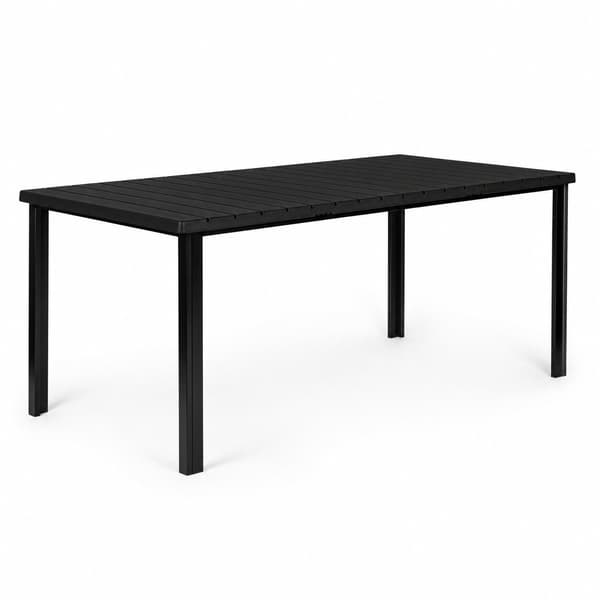 Suuri 8-paikkainen puutarhapöytä, 180×90 cm, musta HDPE