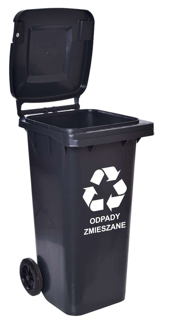 120L affaldsbeholder, sort, HDPE, UV-bestandig