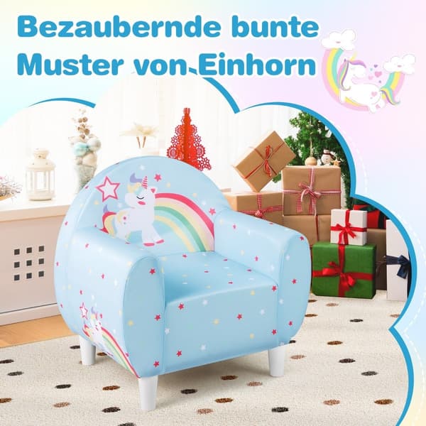 Barnsoffa med ryggstöd & armstöd, Unicorn Design