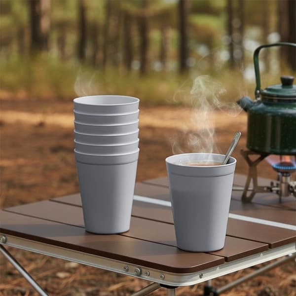 Plastmuggset, grå, 300 ml, 6 delar