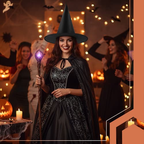 Noidanhattu, musta polyesteri, yleiskoko, halloween