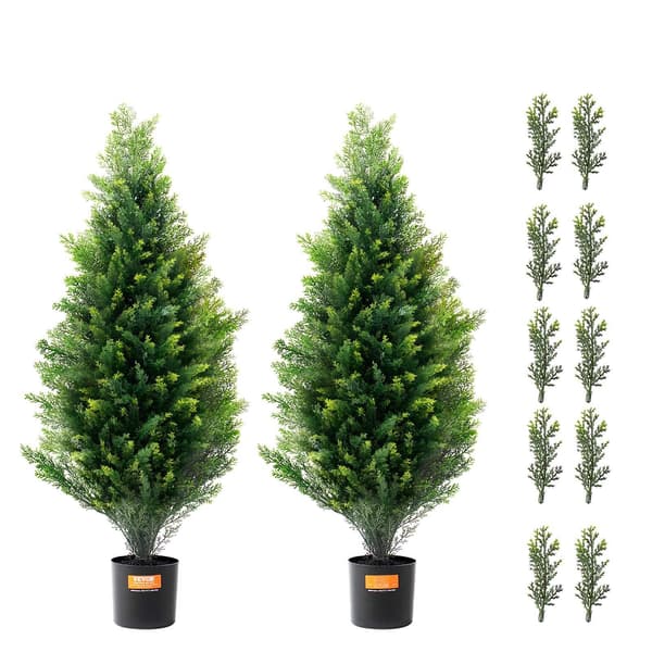 Konstgjorda cederträd, topiary, 91 cm, 2-pack, UV-klassade