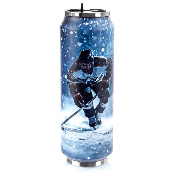 Rejsekrus 700 ml, rustfrit stål, hockeydesign