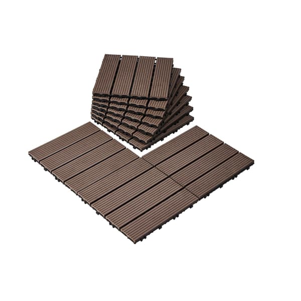 Sammanfogande altanplattor, 10-pack 12x12 vattentäta, bruna