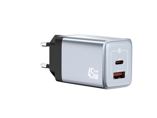 NEXTBATT 45W Pikalaturi USB-C/USB-A - Musta/Harmaa
