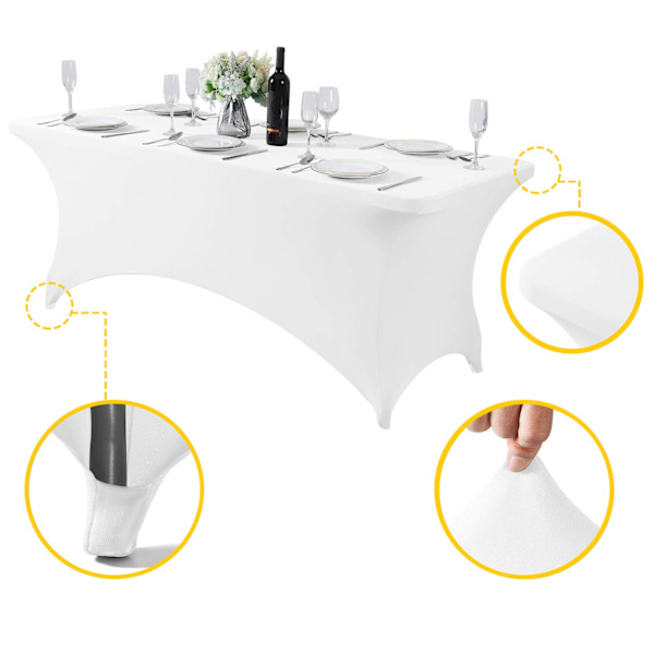 Universalduksöverdrag till cateringbord 180 cm 6FT vit resår