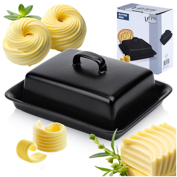 Keramisk smørfad sort