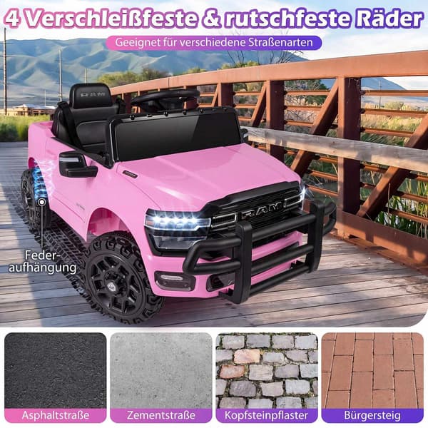 12V elektrisk åkbil för barn, rosa, med fjärrkontroll