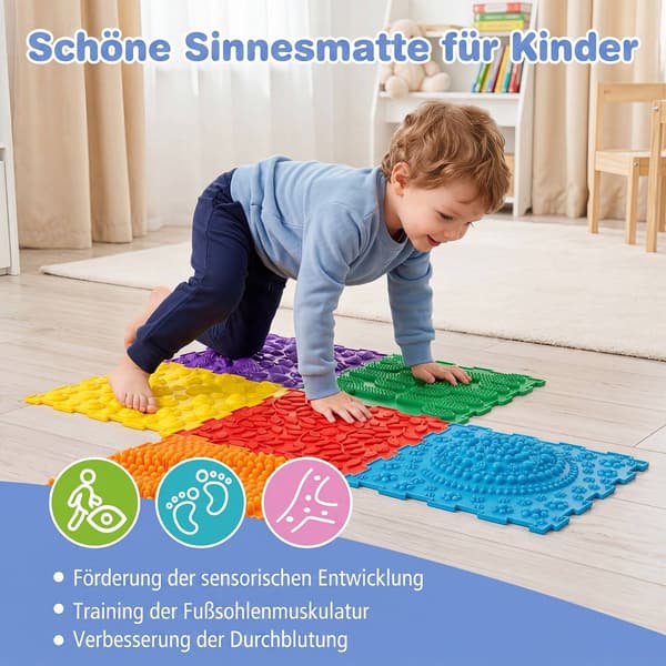Sammankopplande sensoriska mattor, 6 st, flerfärgade, TPE, 30x30 cm