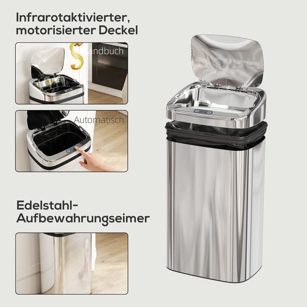 Automatisk sensorskraldespand, 30L rustfrit stål