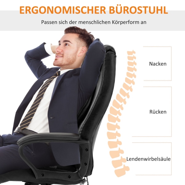 Massagestol Drejestol Højdejusterbar Ergonomisk Gaming Stol Computerstol 6 Vibrationspunkter Hør Føles Justerbar Sort