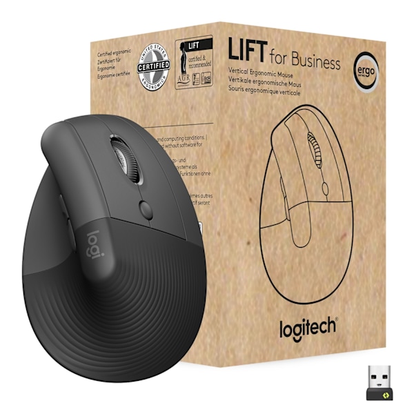 Logitech Lift Vertical Ergonomic Mouse for Business - harmaa