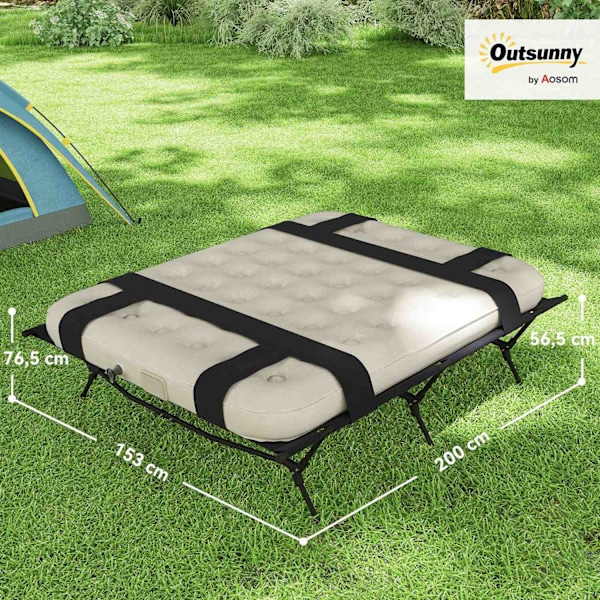 Campsäng campingsäng med luftmadrass pump 200 x 153 cm gästsäng lastkapacitet upp till 200 kg extra bred campingsäng för 2 vuxna för camping utomhus t