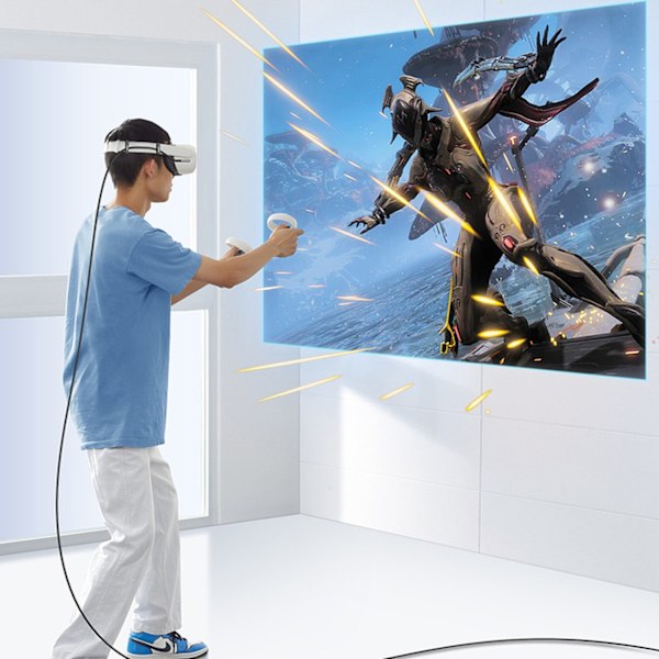 Vinklet USB-C-kabel med understøttelse af Oculus Quest 2 VR-briller 60W 5m sort