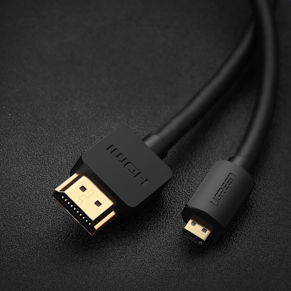 Audio Video kabel microHDMI - HDMI 2.0 1m sort