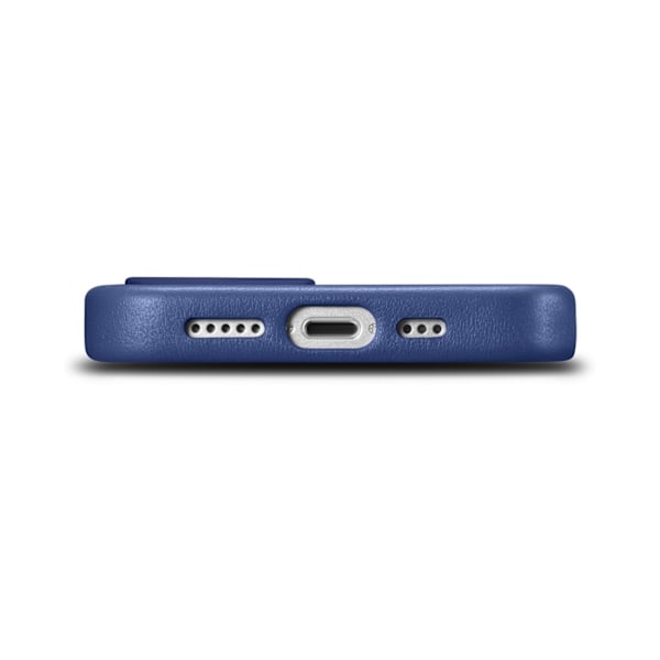 Naturläderfodral för iPhone 14 MagSafe Fodral Läderfodral blå