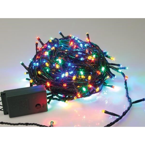 Sparkle Light Led - 20 M - 300 flerfarvede lamper - Grøn ledning - Modulator