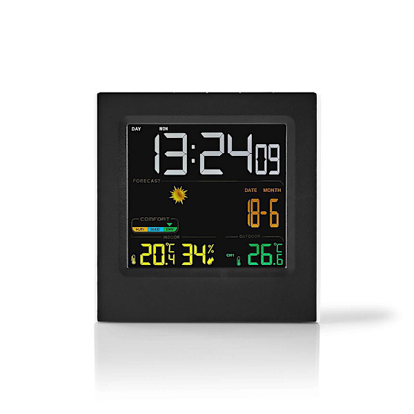 Väderstation | Inomhus & utomhus | Inklusive trådlös vädersensor | Väderprognos | Tidsdisplay | LED Display | Alarmklockfunktion