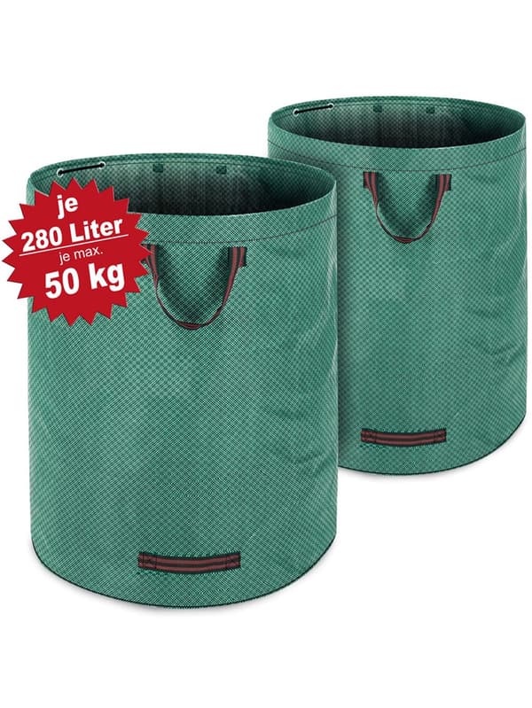Trädgårdsavfallspåsar, 280 l, 3 handtag, slitstarka, 2-pack