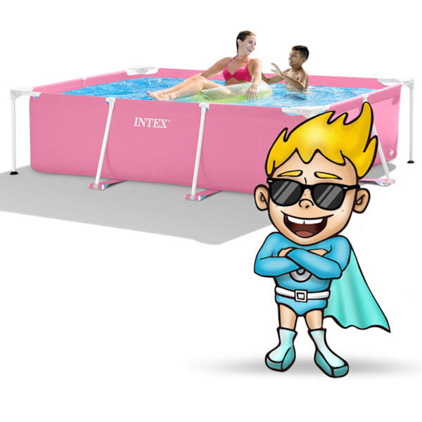 Stor rektangulär ram trädgårdspool 220 x 150 cm INTEX 28266