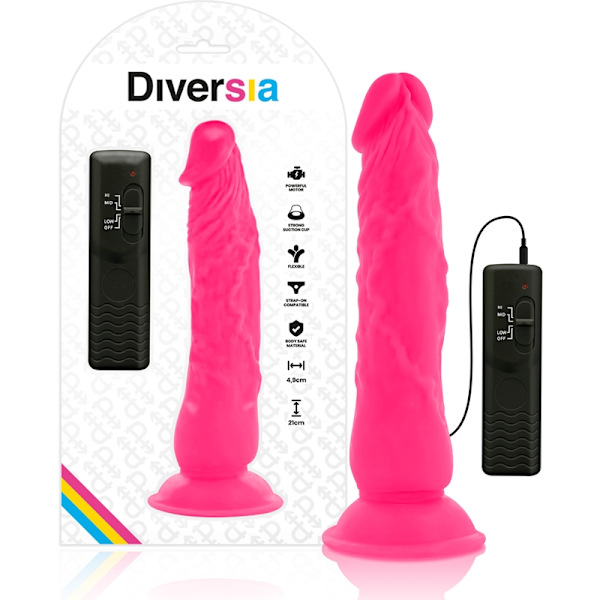 Diversia - Fleksibel Vibrerende Dildo Pink 21 Cm -O- 4,9 Cm
