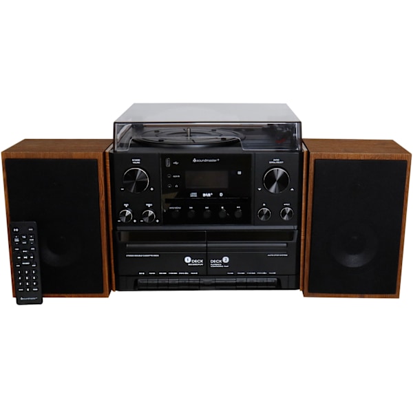 Stereomusiikkikeskus MCD5600 DAB+/FM-radiolla, CD/MP3, levysoitin, kaksoiskasetti, USB, Bluetooth