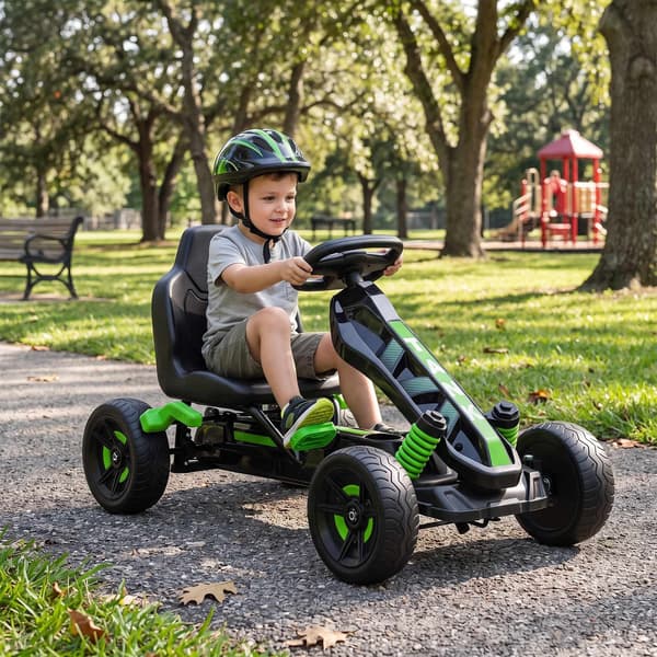Børne-gokart med bremse, grøn, 3-6 år