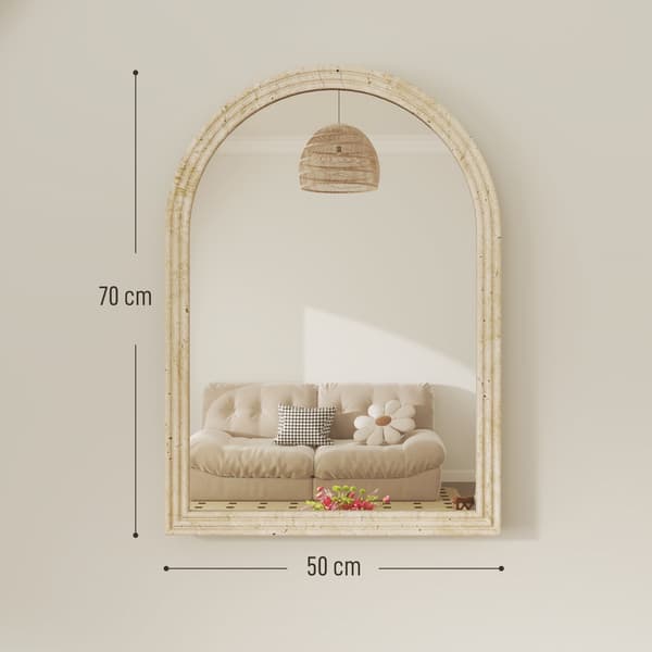 Buet vægspejl, beige, 50 x 70 cm, polystyrenramme