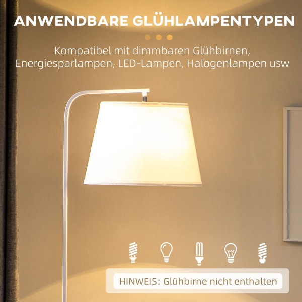 Golvlampa, Golvlampa Med 2 Hyllor, 40 W Golvlampa Med Linne Lamp