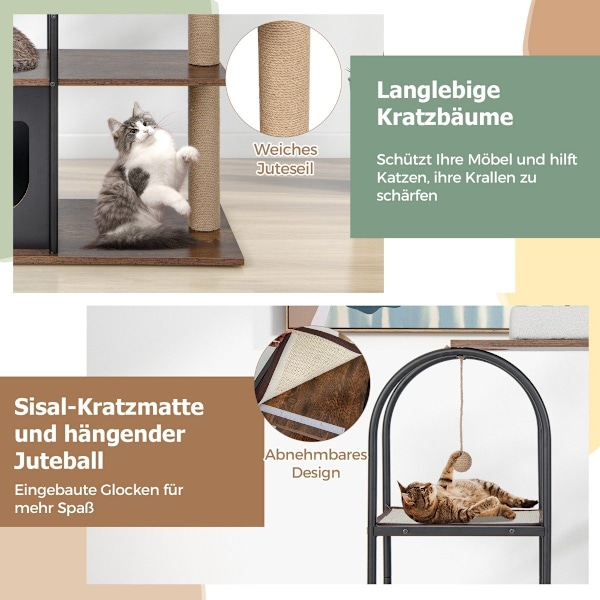 118 cm högt kattträdstorn med metallstomme klättermöbler för katter