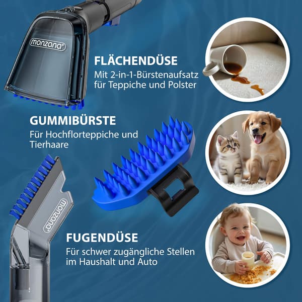 Tæppe- og møbelrens, 400W, 1,5L tank, sort/blå