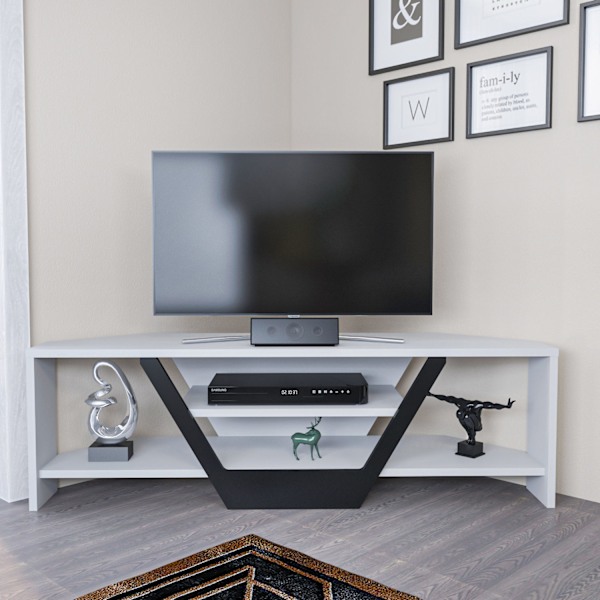 TV Stand Sares - Hvid, Sort