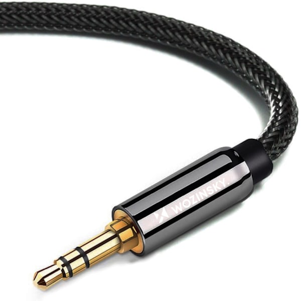 Vinklet AUX kabel han-han mini jack kabel 2m sort