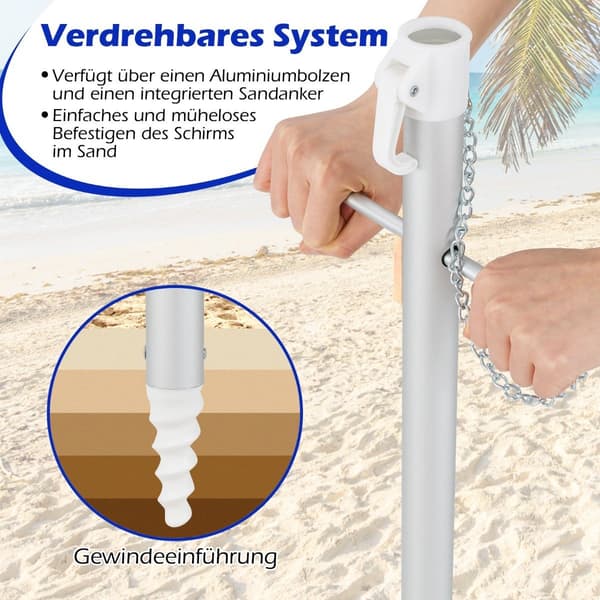 Vippbart utomhusparaply med ankare, 178 cm, bärbart
