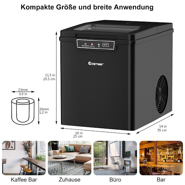 Jääpalakone jääpalakone jääpalakauhalla 1,85 L vesisäiliö 35 x 25 x 29,5 cm musta