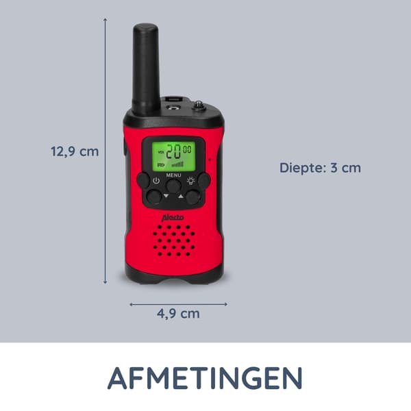 Walkie-talkie-sæt, 2 håndsæt, 7 km rækkevidde, 24 timers standby
