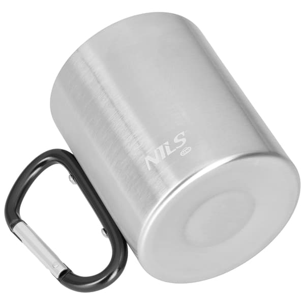 Campingmugg med karbinhake, 300ml rostfritt stål