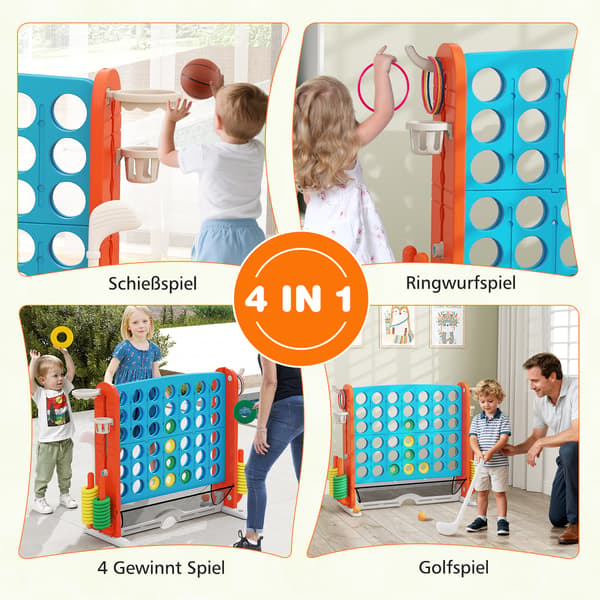 4-i-1 Jumbo-spelset: Connect 4, Basket, Ringkastning, Golf